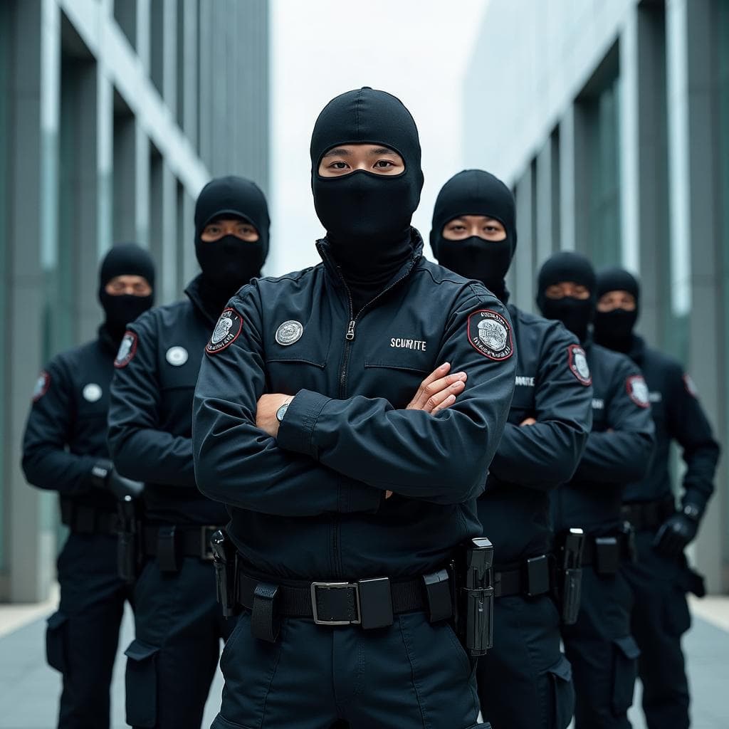 Professional security team in tactical formation providing customized tailored security solutions